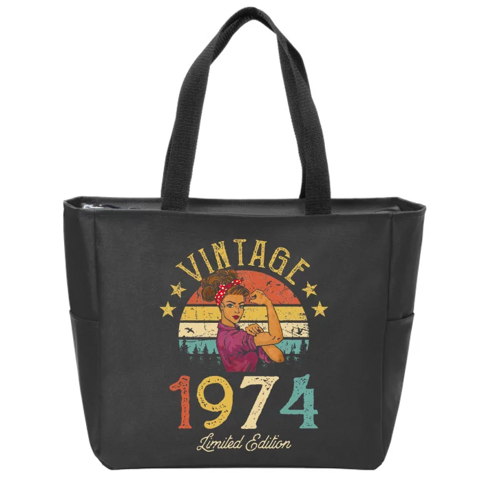 Vintage 1974 Made In 1974 48th Birthday Wo 48 Years Old Zip Tote Bag