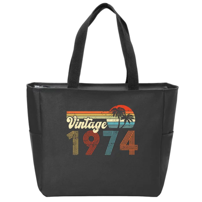 Vintage 1974 Made In 1974 48th Birthday Gift 48 Year Old Zip Tote Bag