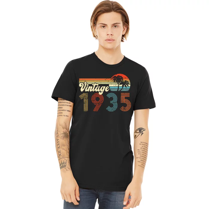 Vintage 1935 Made In 1935 87th Birthday Gift 87 Year Old Premium T-Shirt