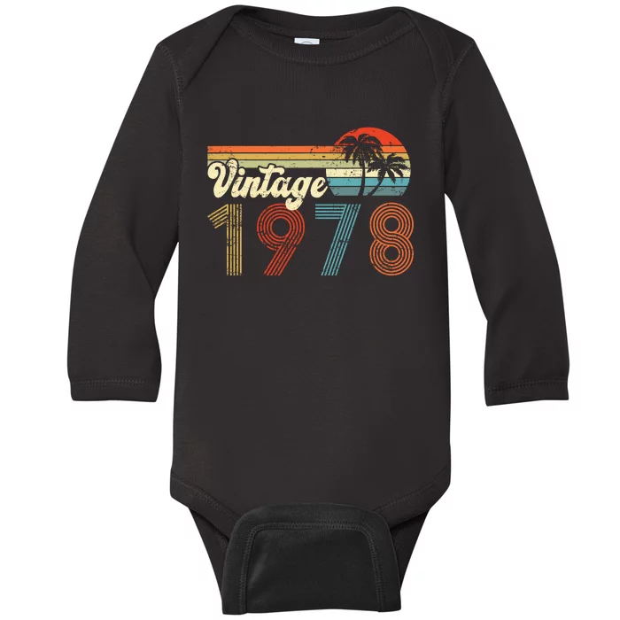 Vintage 1978 Made In 1978 44th Birthday Gift 44 Year Old Baby Long Sleeve Bodysuit