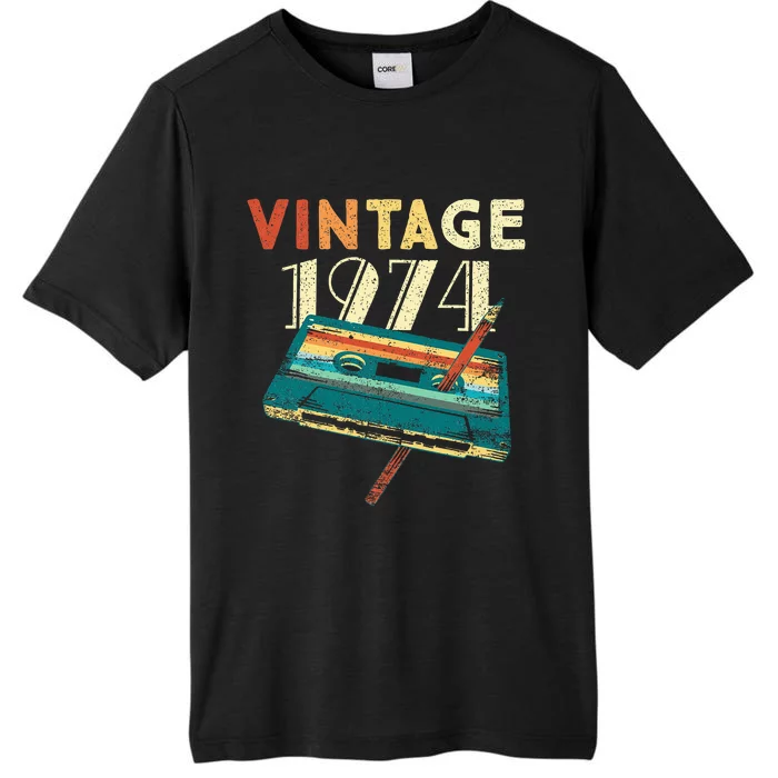 Vintage 1974 Music Cassette 50th Birthday Gifts 50 Years Old ChromaSoft Performance T-Shirt