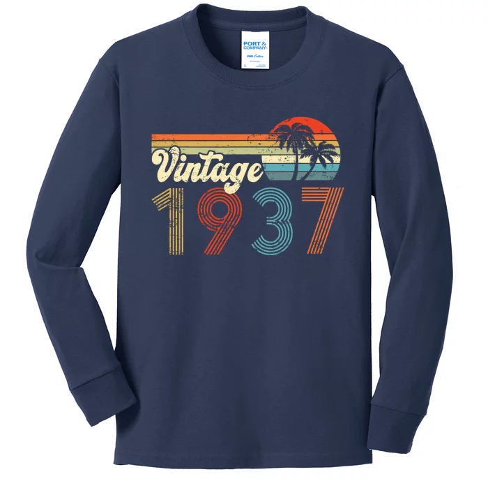 Vintage 1937 Made In 1937 85th Birthday Gift 85 Year Old Kids Long Sleeve Shirt