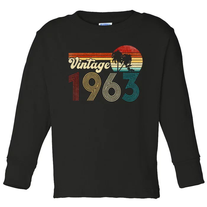 Vintage 1963 Made In 1963 60th Birthday 60 Year Old Gift Toddler Long Sleeve Shirt