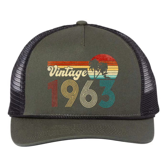 Vintage 1963 Made In 1963 60th Birthday 60 Year Old Gift Retro Rope Trucker Hat Cap