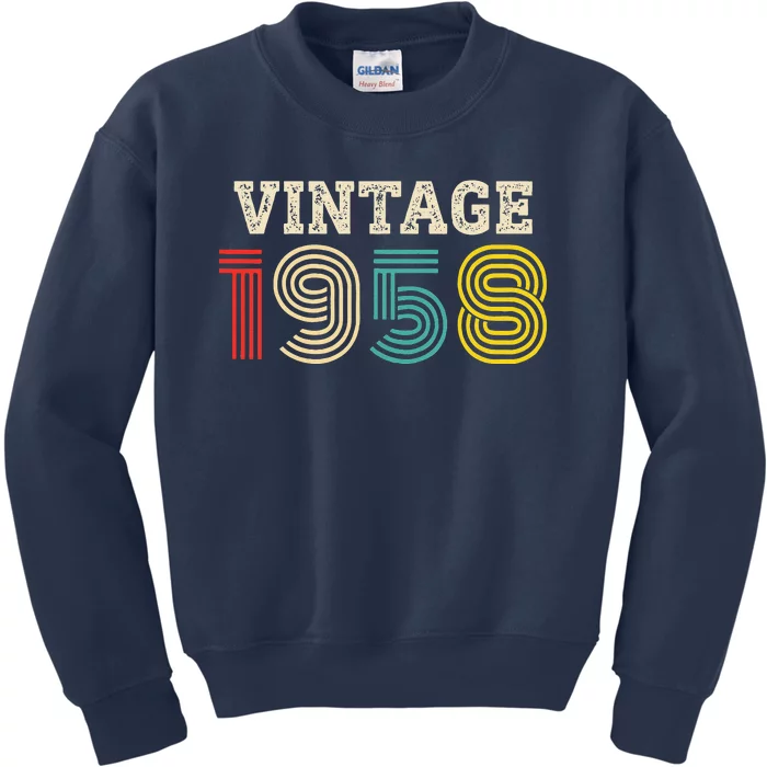 Vintage 1958 Made In 1958 65th Birthday Gift 65 Year Old Kids Sweatshirt