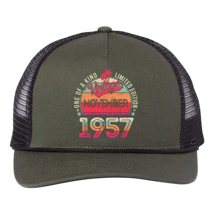 Vintage 1957 November Birthday 65 Years Old Retro Rope Trucker Hat Cap