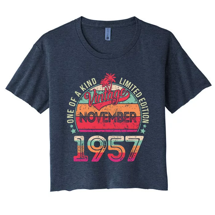 Vintage 1957 November Birthday 65 Years Old Women's Crop Top Tee