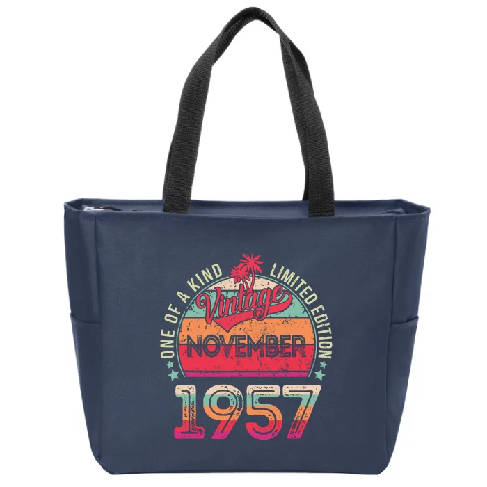 Vintage 1957 November Birthday 65 Years Old Zip Tote Bag