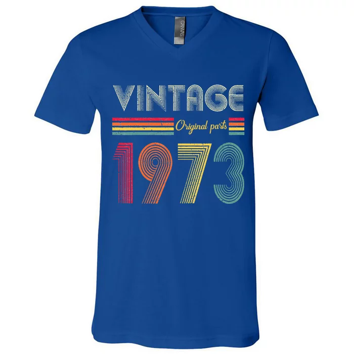 Vintage 1973 Original Parts 50th Birthday V-Neck T-Shirt