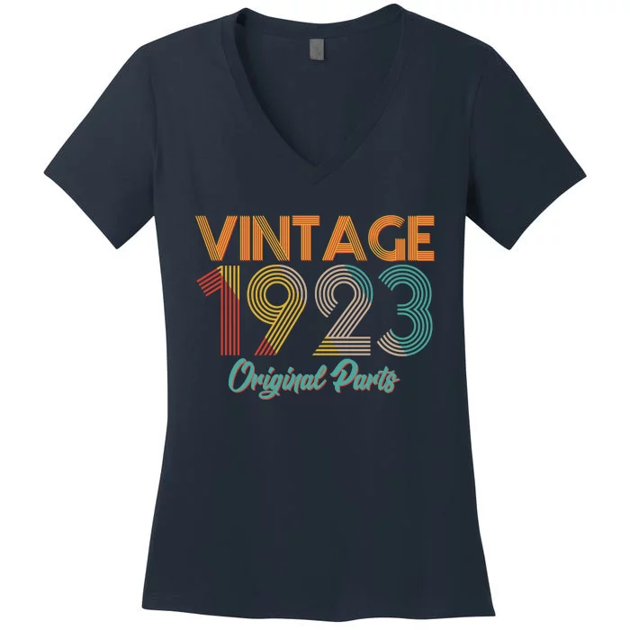 Vintage 1923 Original Parts 100th Birthday Women's V-Neck T-Shirt