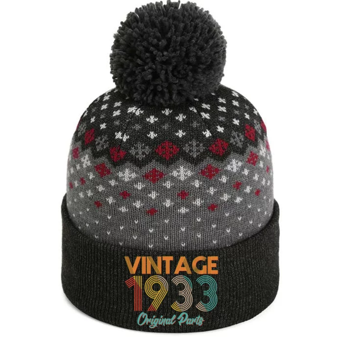 Vintage 1933 Original Parts 90th Birthday The Baniff Cuffed Pom Beanie