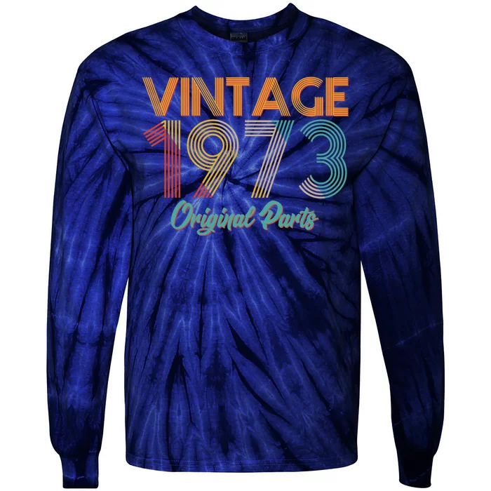 Vintage 1973 Original Parts 50th Birthday Tie-Dye Long Sleeve Shirt