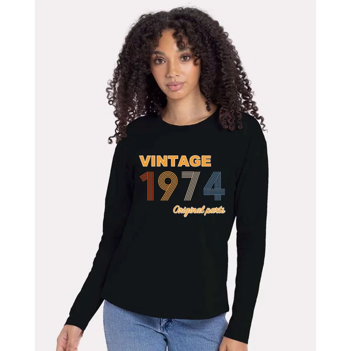 Vintage 1974 Original Parts 50th Birthday Gift Retro 50 Years Womens Cotton Relaxed Long Sleeve T-Shirt