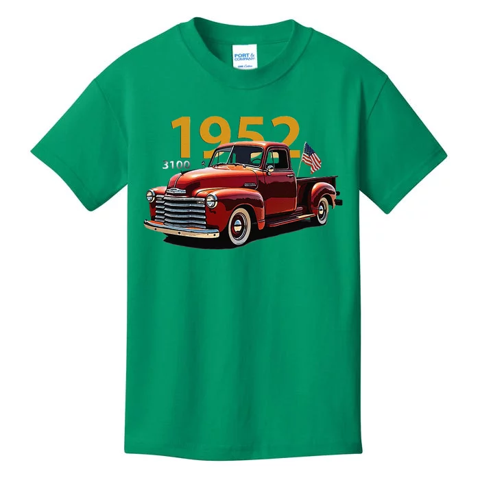 Vintage 1952 Old Red Pickup Truck 3100 Hot Rod Restored Kids T-Shirt