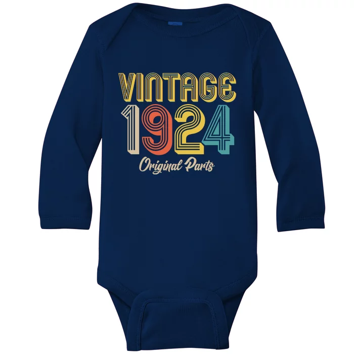 Vintage 1924 Original Parts 100th Birthday Baby Long Sleeve Bodysuit