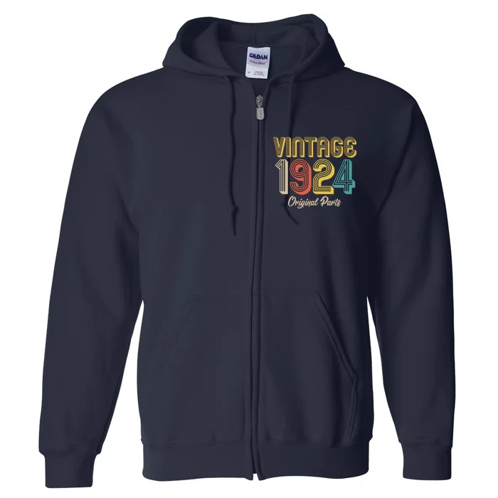 Vintage 1924 Original Parts 100th Birthday Full Zip Hoodie