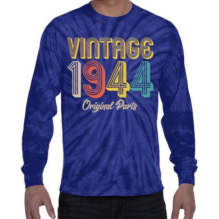 Vintage 1944 Original Parts 80th Birthday Tie-Dye Long Sleeve Shirt