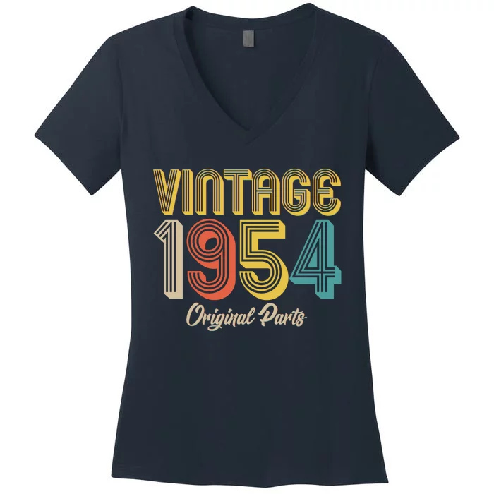 Vintage 1954 Original Parts 70th Birthday Women's V-Neck T-Shirt