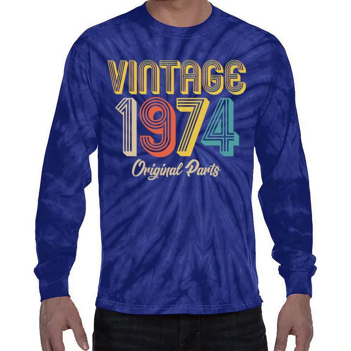 Vintage 1974 Original Parts 50th Birthday Tie-Dye Long Sleeve Shirt