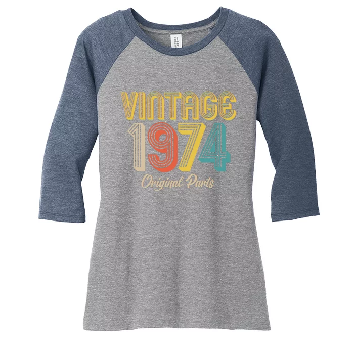 Vintage 1974 Original Parts 50th Birthday Women's Tri-Blend 3/4-Sleeve Raglan Shirt