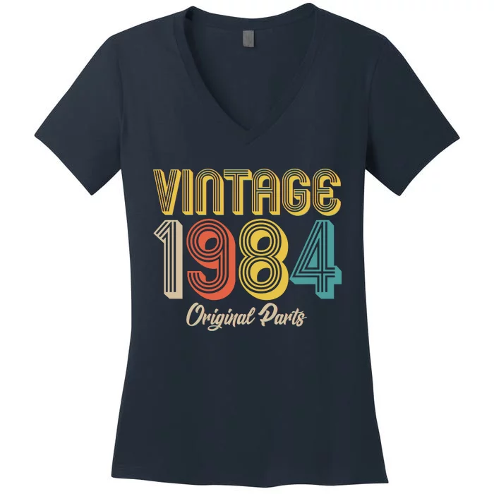 Vintage 1984 Original Parts 40th Birthday Women's V-Neck T-Shirt