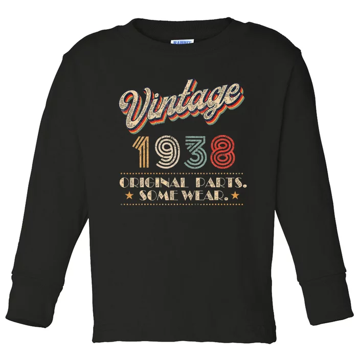 Vintage 1938 Original Parts Year Of Birth Birthday Toddler Long Sleeve Shirt