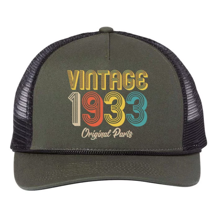 Vintage 1933 Original Parts 90th Birthday Retro Rope Trucker Hat Cap