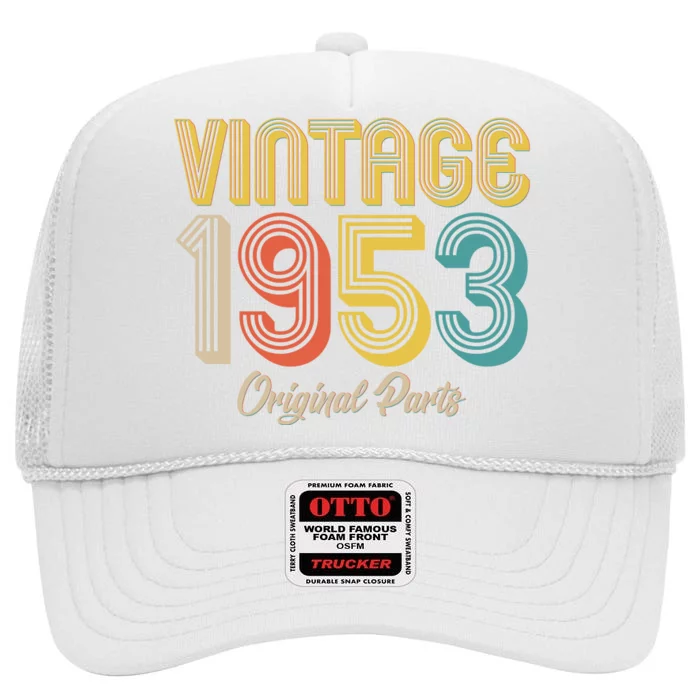 Vintage 1953 Original Parts 70th Birthday High Crown Mesh Trucker Hat