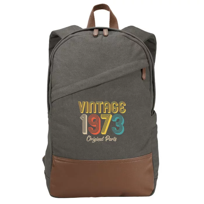 Vintage 1973 Original Parts 50th Birthday Cotton Canvas Backpack