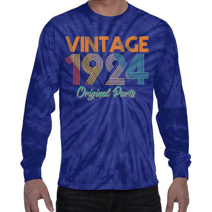 Vintage 1924 Original Parts 100th Birthday Tie-Dye Long Sleeve Shirt