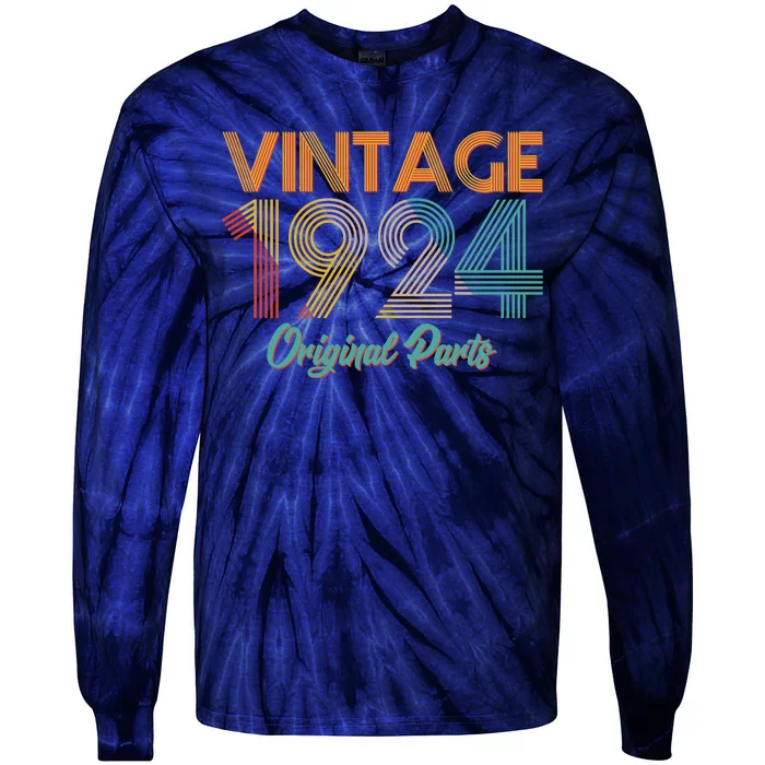 Vintage 1924 Original Parts 100th Birthday Tie-Dye Long Sleeve Shirt