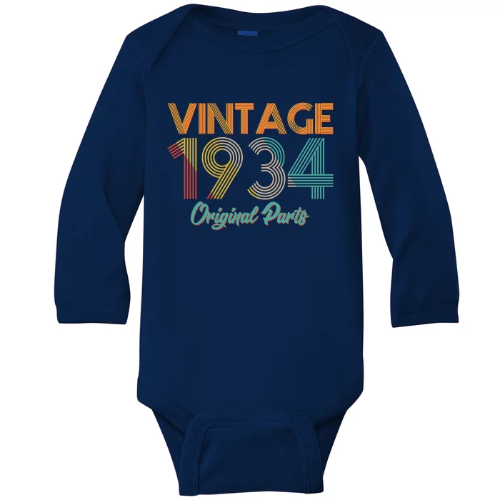 Vintage 1934 Original Parts 90th Birthday Baby Long Sleeve Bodysuit