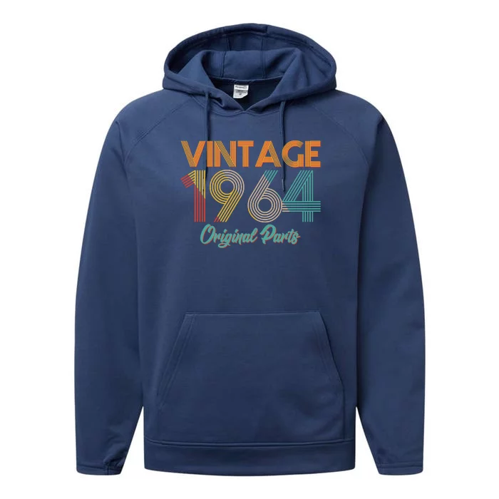 Vintage 1964 Original Parts 60th Birthday Performance Fleece Hoodie