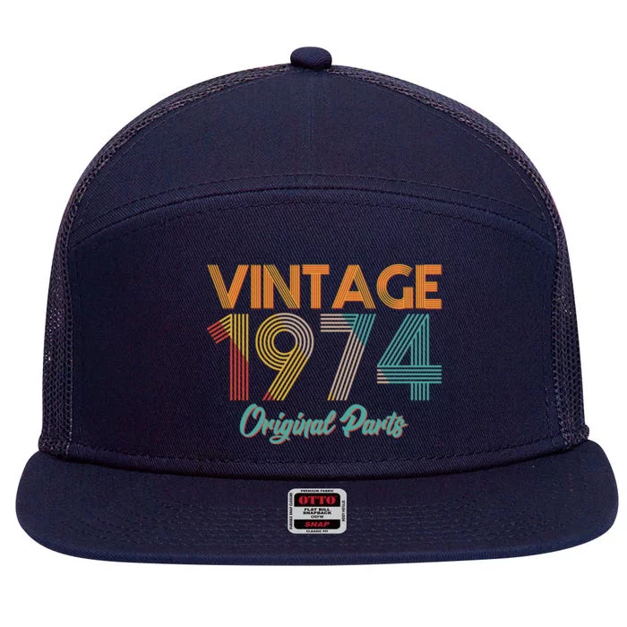 Vintage 1974 Original Parts 50th Birthday 7 Panel Mesh Trucker Snapback Hat