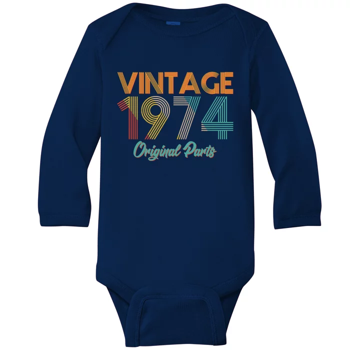 Vintage 1974 Original Parts 50th Birthday Baby Long Sleeve Bodysuit