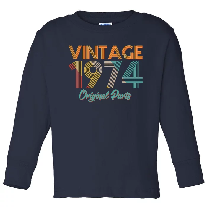 Vintage 1974 Original Parts 50th Birthday Toddler Long Sleeve Shirt