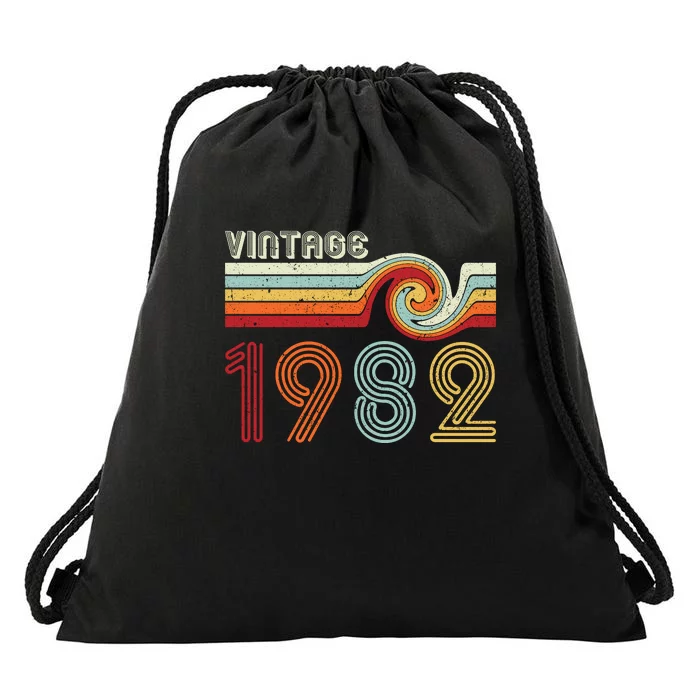 Vintage 1982 Retro Birthday Gift Drawstring Bag