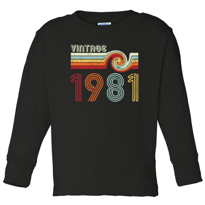 Vintage 1981 Retro Birthday Gift Toddler Long Sleeve Shirt