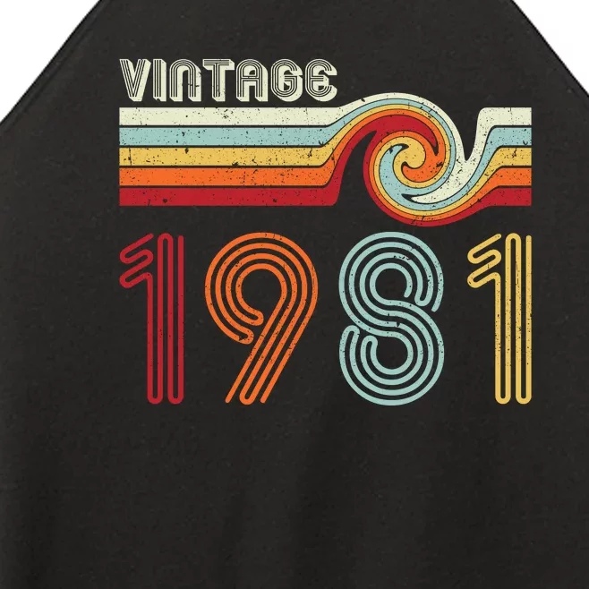 Vintage 1981 Retro Birthday Gift Women’s Perfect Tri Rocker Tank