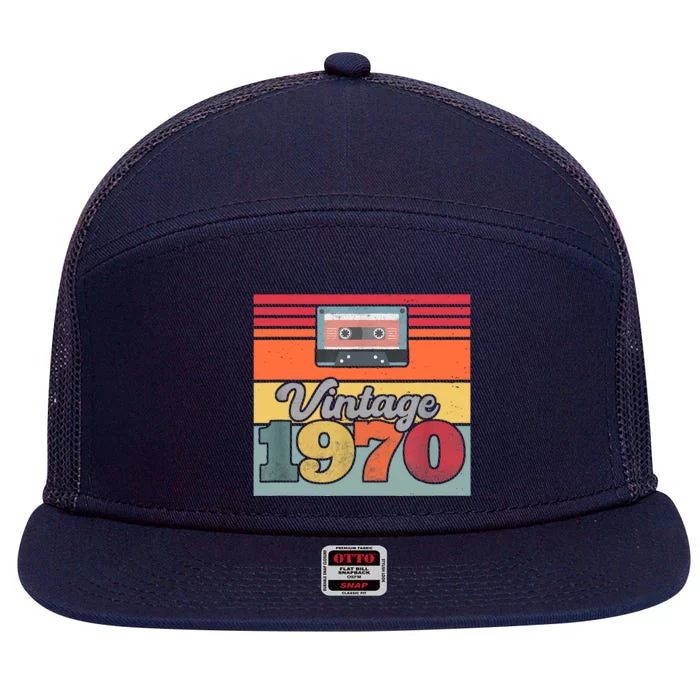 Vintage 1970 Retro Sunset Cassette 7 Panel Mesh Trucker Snapback Hat