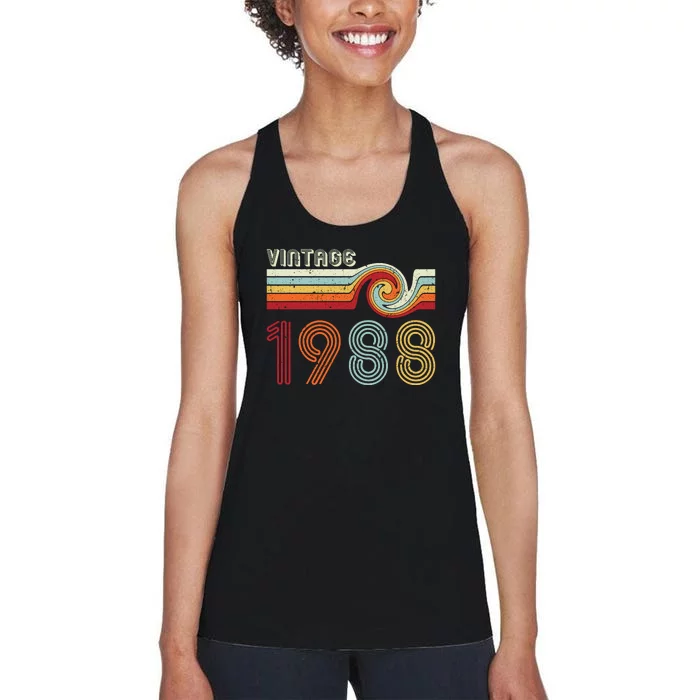 Vintage 1988 Retro Birthday Gift Women's Racerback Tank