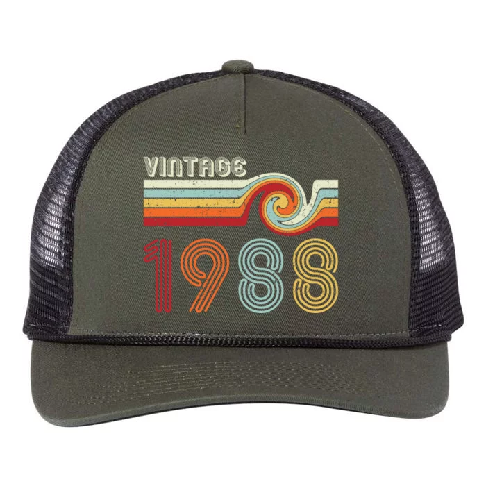 Vintage 1988 Retro Birthday Gift Retro Rope Trucker Hat Cap