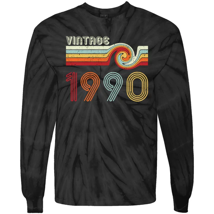 Vintage 1990 Retro Birthday Gift Tie-Dye Long Sleeve Shirt