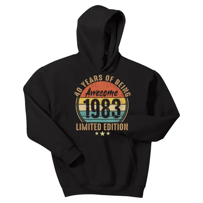 Vintage 1983 Sunset 40th Birthday Limited Edition Retro Kids Hoodie