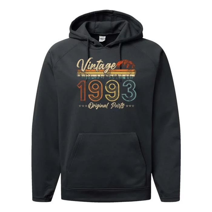 Vintage 1993 Shirt 30th Birthday Gifts 30 Years Old Bday Performance Fleece Hoodie