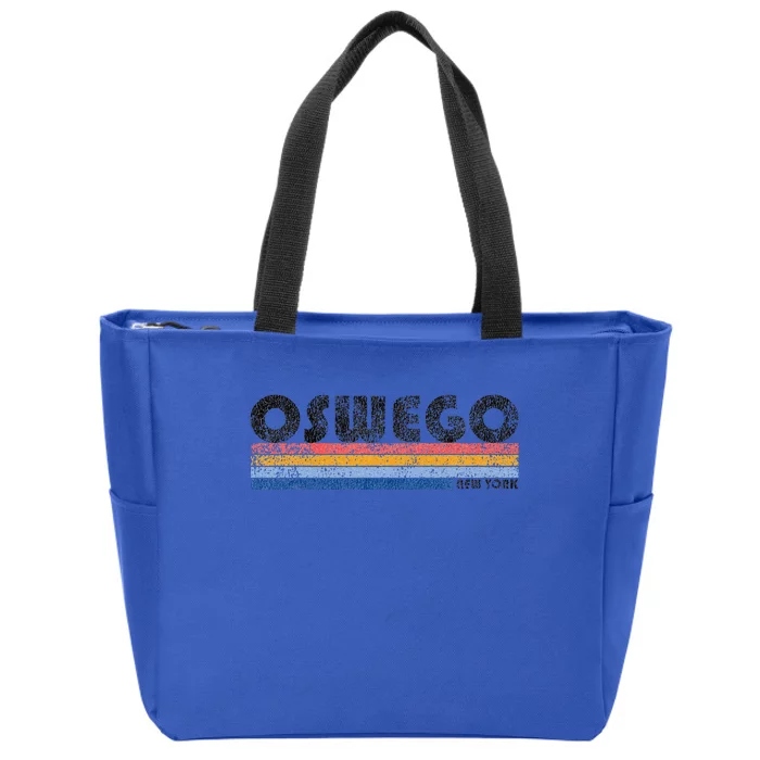 Vintage 1980s Style Oswego New York Zip Tote Bag