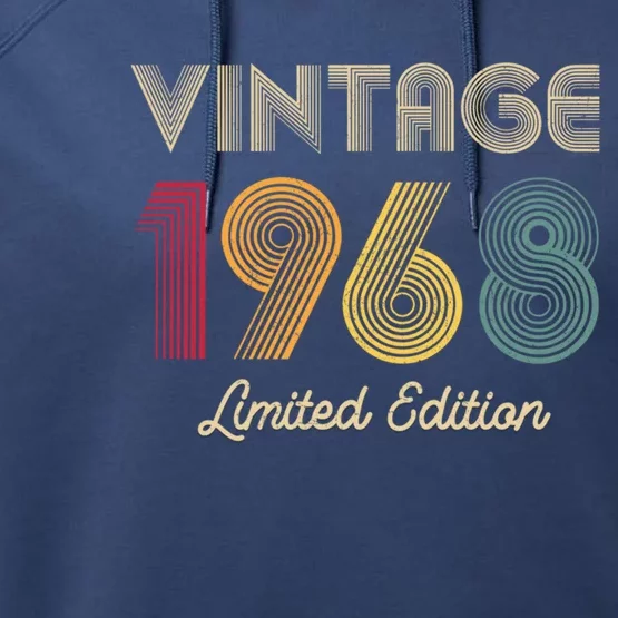 Vintage 1968 Shirt  Wo 55th Birthday 55 Year Old Gifts Performance Fleece Hoodie