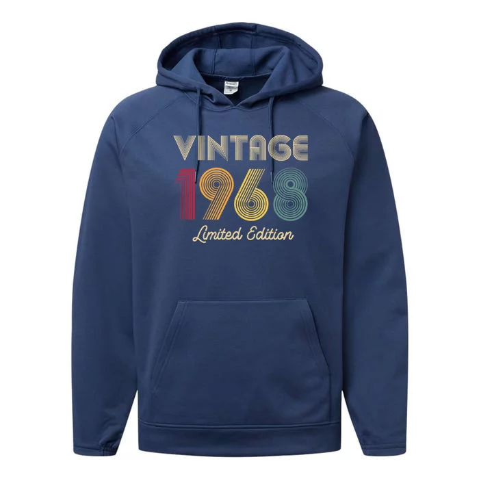 Vintage 1968 Shirt  Wo 55th Birthday 55 Year Old Gifts Performance Fleece Hoodie