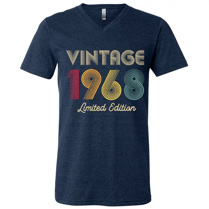 Vintage 1968 Shirt  Wo 55th Birthday 55 Year Old Gifts V-Neck T-Shirt