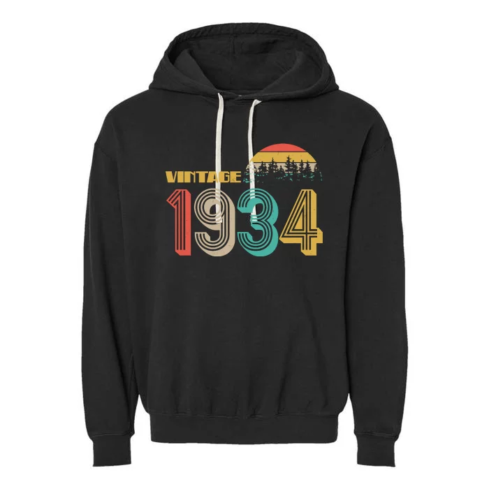 Vintage 1934 Sun Wilderness 90th Birthday Garment-Dyed Fleece Hoodie